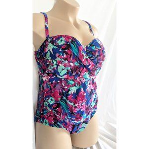 Catalina Women’s Size 3X 22W-24W Swimsuit One Piece Hawaiian Floral Bra Lined